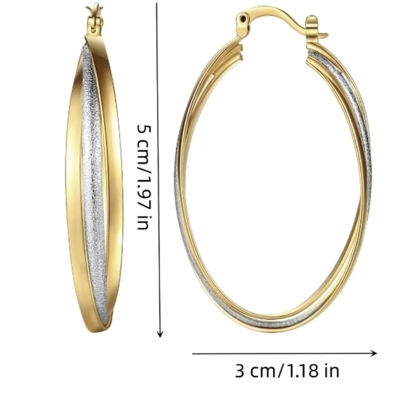 SALE Gold and silver layer fashion hoops - Picture 2 of 3